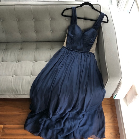 Dark blue navy backless prom grad dress - Picture 10 of 16